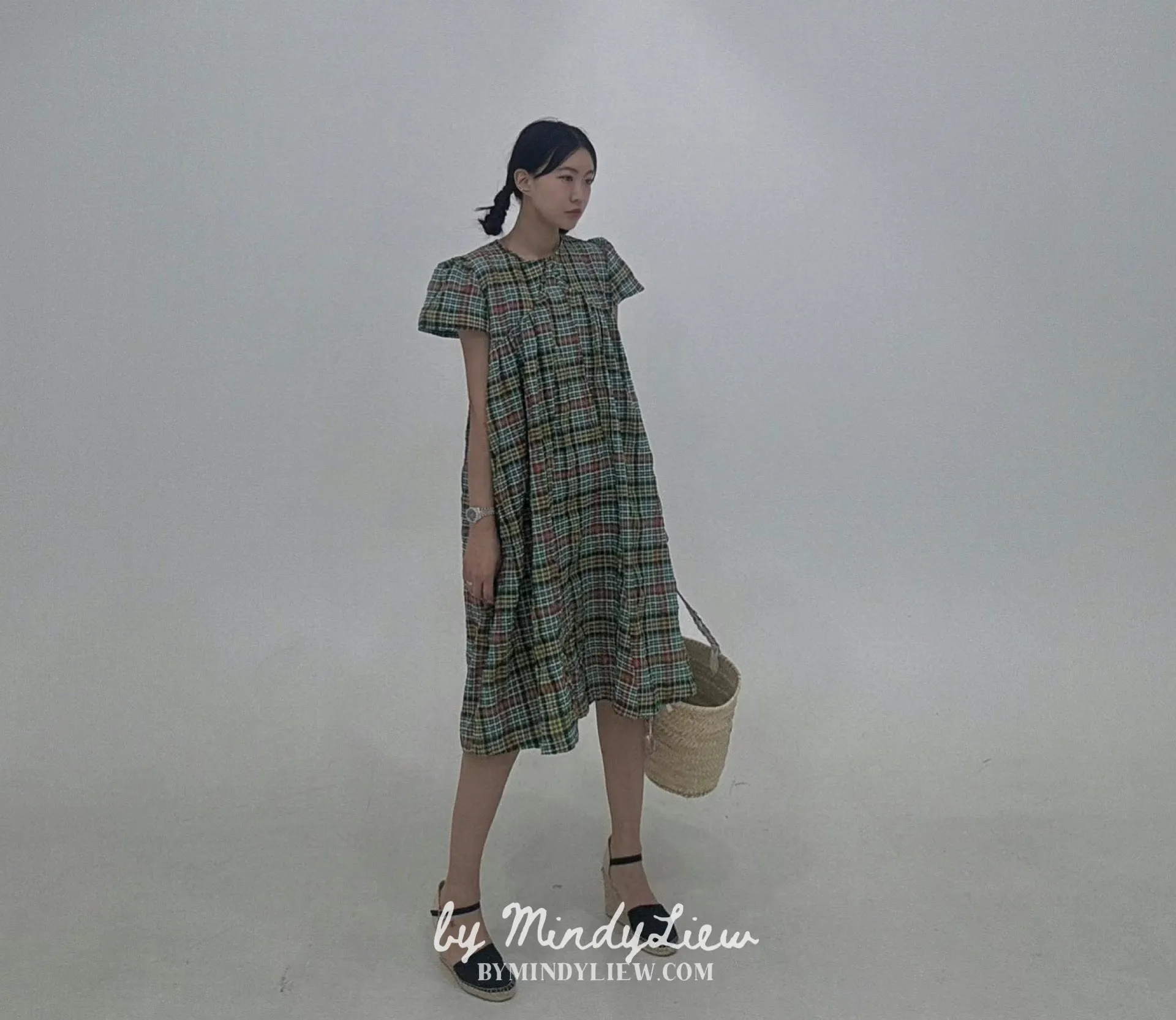ML24609 Elegant Checked Dress