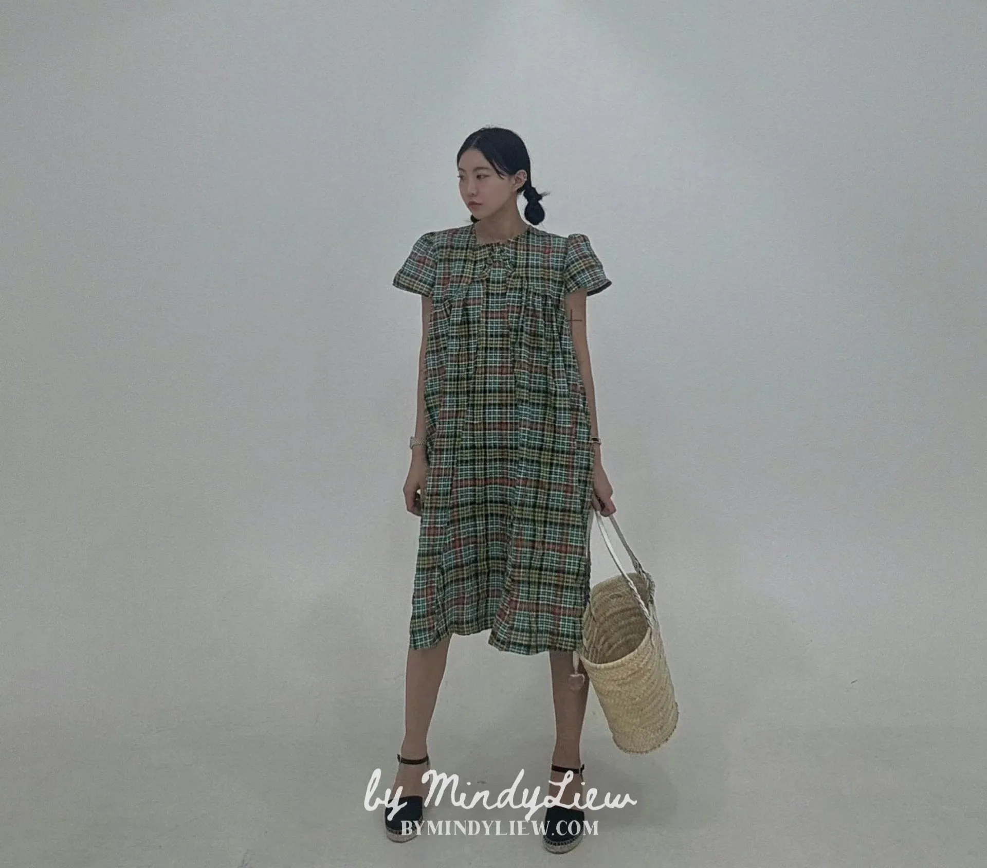 ML24609 Elegant Checked Dress